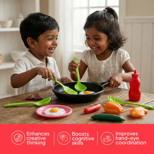 FLYI Fry Pan Cooking Set for Kids | Pretend Play Kitchen Toy - Image 3