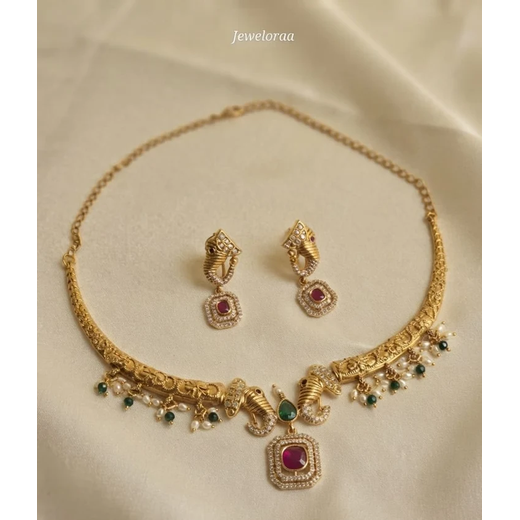 Premium Gold Plated Short Necklace Set - Image 2