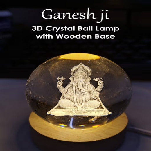 GANESH JI 3D CRYSTAL BALL 🔮