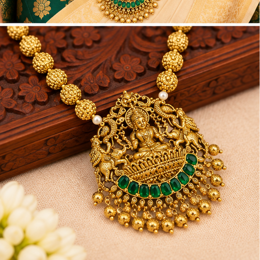 Matte finishing lord Lakshmi designed Long Haram - Image 3