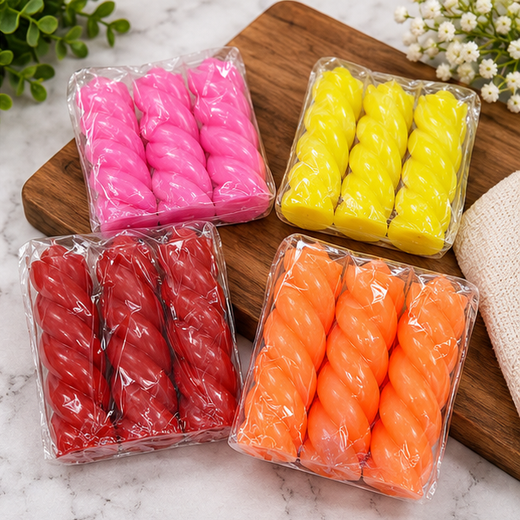 12 Piece Multi Colour Big Twisted Candles🕯️