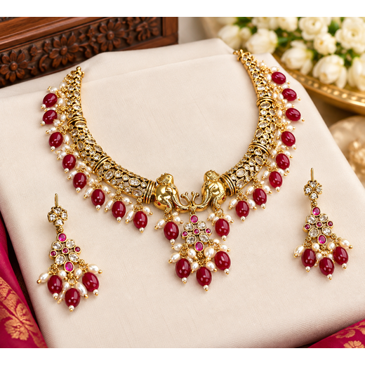 Victorian Red monalisa Beads Kanti - Image 3