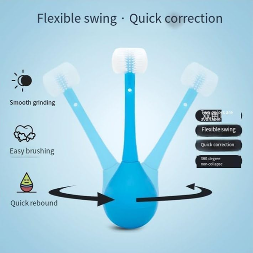 3 Sides Soft Silicone Children Toothbrush - Image 3