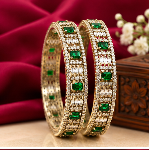 Victorian Finishing American Stones With Green Stones Bangle