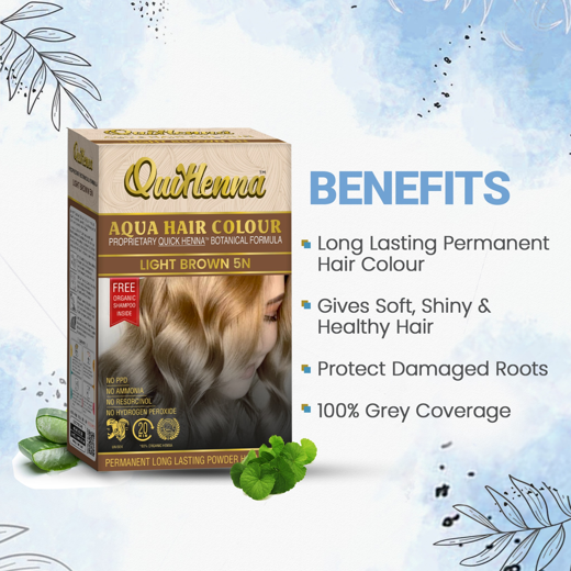 Organic Aqua Powder Hair colour- 5N Light Brown - Image 2