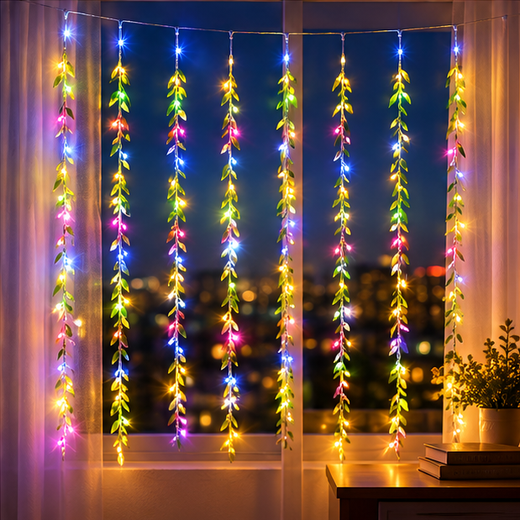 Multicolour Leaf Curtain Light (10 lines) 🌿 - Image 4