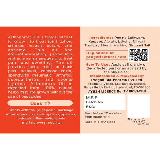 Pragati Natural Arthonorm Pain Relief Oil 100ml - Image 2