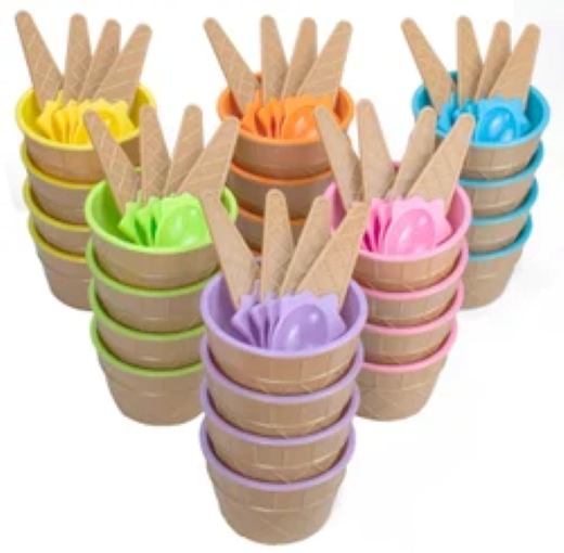 Colorful Set Of 6 Ice Cream Bowl With  A Spoon - Image 3