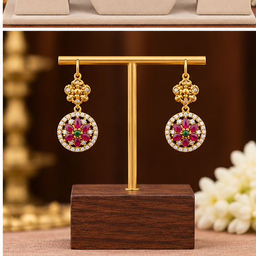 Matte finishing flower design with lord Lakshmi long (haram)Necklace - Image 4
