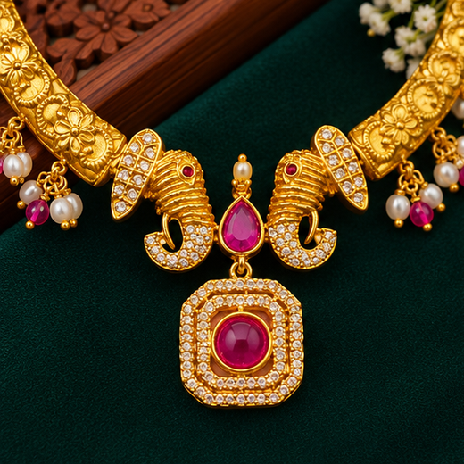 Premium Gold Plated Short Necklace Set - Image 3