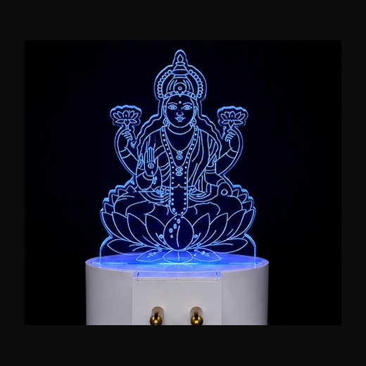 Trans Sheet Multicolour Lighting Lakshmi Ji Night Lamp (Size: 10*6.5 Cm)