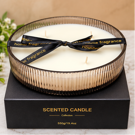Big Glass Bowl Premium Aroma Candle Gift Pack 💝 (Size: 8*2.4 Inch) (Weight: 1.3kg)🕯️