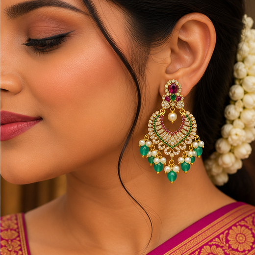 Antique Chandbali Earrings - Image 4