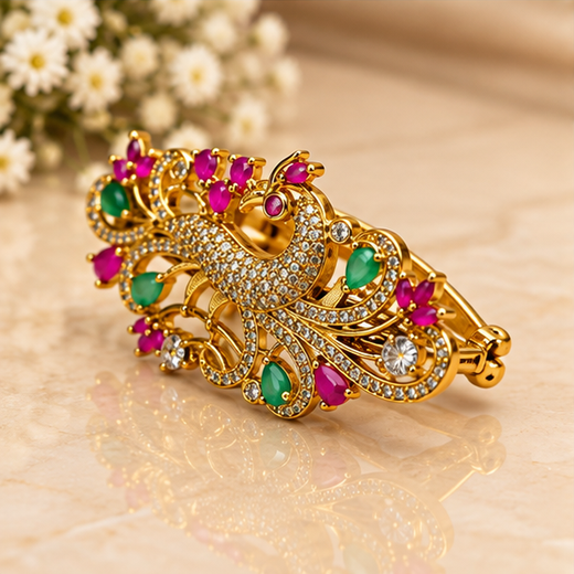 Peacock Design Ruby Stones Hair Clip - Image 3