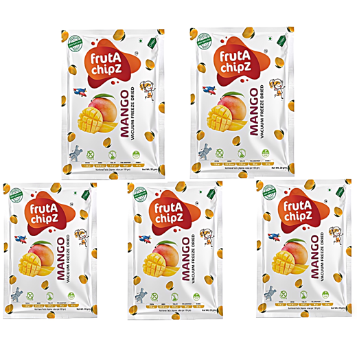 frutA chipZ Dried MANGO for Kids and Adults | 100% Natural | Healthy Mango Fruit Chips | Vacuum Freeze-Dried Fruit Slices | Pack of 5| 100 Gms | Ready to Eat | Crunchy - Image 4