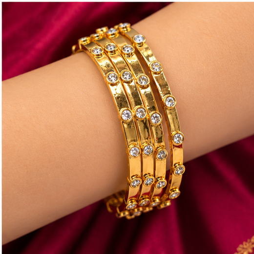 Premium Zircon Stones Panchaloha Bangle - Image 4