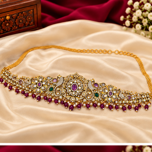 Victorian Waist Belt With Peacock Design | Traditional Jewellery