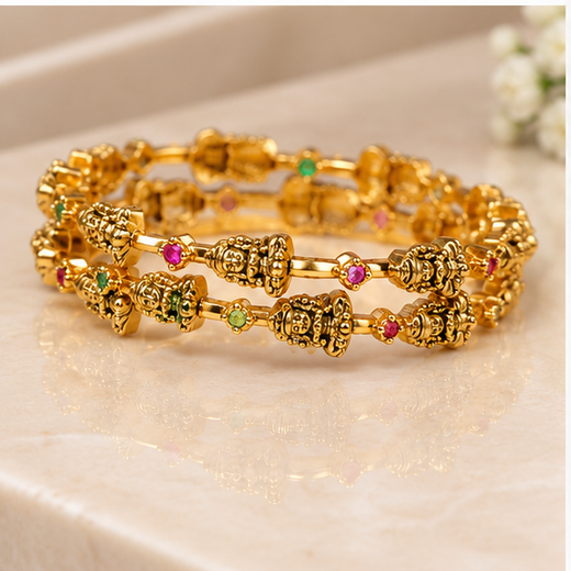 Matte Finishing Beautifully Designed Lord Lakshmi Bangle - Image 3
