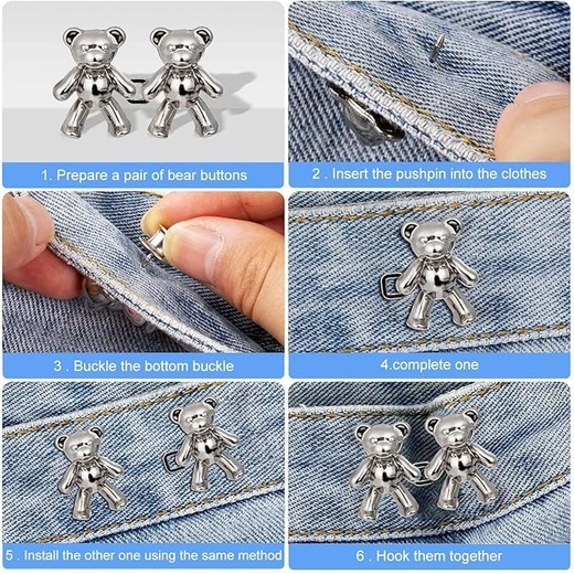 2 Pair Cute Bear Snap Buckles - Image 4