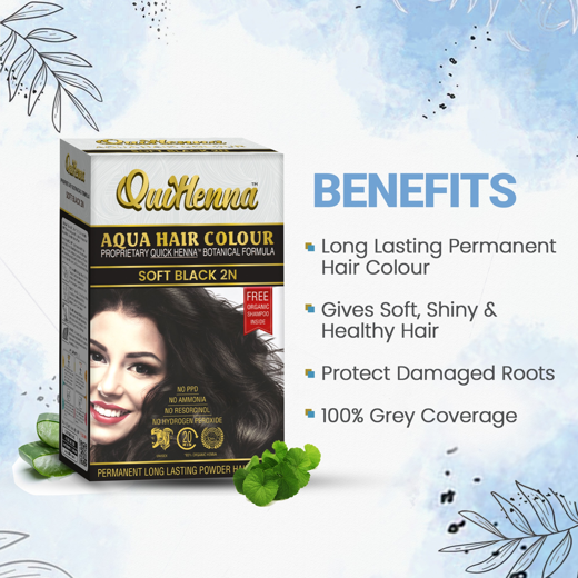 Organic Aqua Powder Hair colour- 2N Soft Black - Image 2