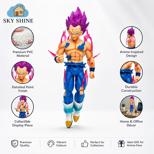 30 cm vegeta purple hair one hand up - Image 3