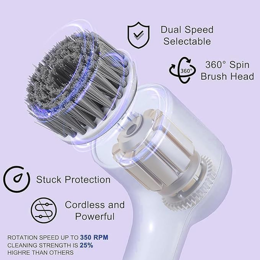 5 in 1 Bathroom Cleaning Brush Electric Cleaning Scrubber - Image 3