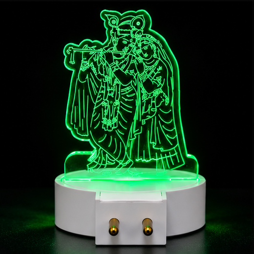 Trans Sheet Multicolour Lighting Radha Krishna Night Lamp (Size: 10*6.5 Cm)