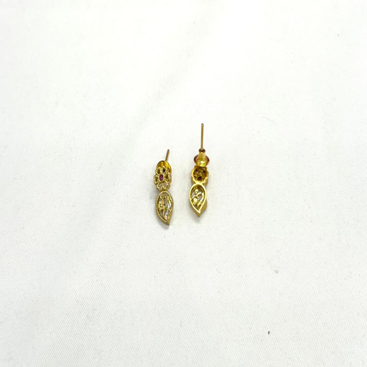 Matte finishing Leaf designed with Multi-Stones Short Necklace - Image 2