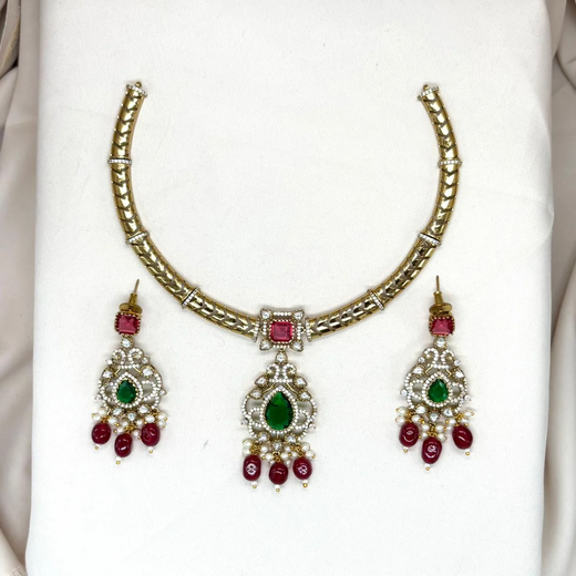 Victorian Kanti with Red Monalisa Beads Stone