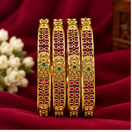 Matte Finishing Flower Design Bangle