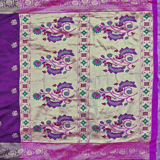 Dark Purple Silk Woven Paithani Saree - Image 3