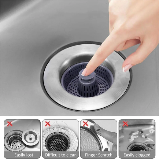 3 IN 1 KITCHEN SINK DRAIN STRAINER STOPPER - Image 2