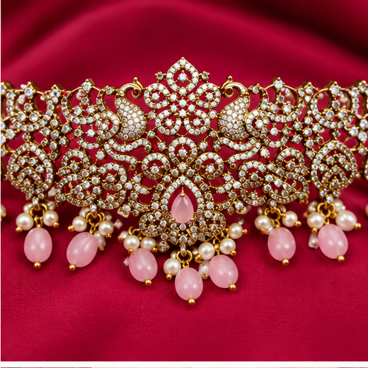 Victorian Finishing With Pink Stones And Peacock Deigned Vaddanam - Image 2