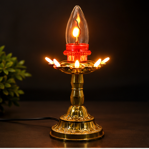 Five Deep Flickering Pooja Stand