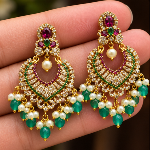 Antique Chandbali Earrings - Image 3