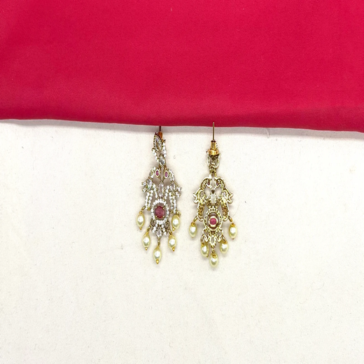 Victorian finishing peacock design with Red stone Kanti Short Necklace - Image 2