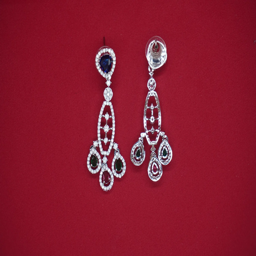 Silver Short Necklace with Stone Details Artificial Jewellery - Image 3