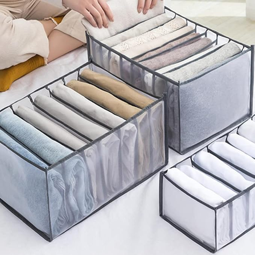 7 Grid Folding Clothes Organizer for Wardrobe (Medium Size)