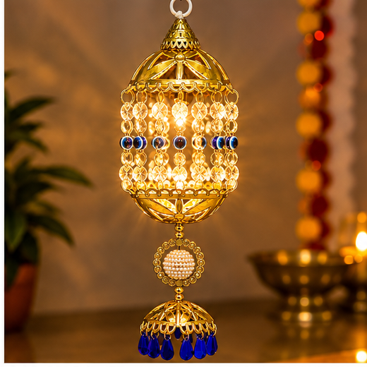 Beautiful Lighting Evil Eye Nazar Battu Golden Jhumar (Size: 30Cm) 🧿 - Image 2
