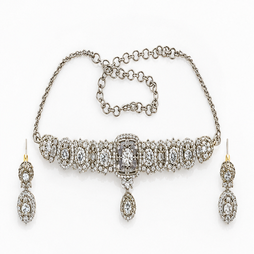 Victorian Floral design Purple stone Choker