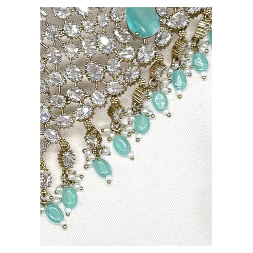 Victorian finishing uncut diamond with sea green stones (Choker)Necklace - Image 4