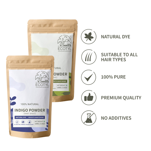 Ecotyl Hair Colour Combo - Henna Powder and Indigo Powder | Natural Hair Dye | 100g Each - Image 3
