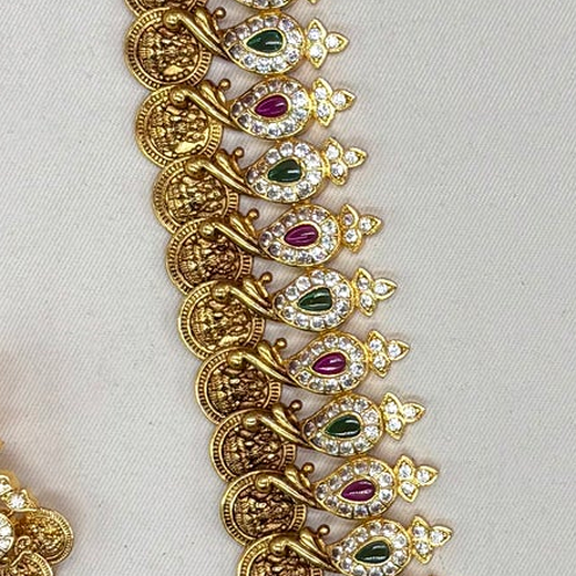 Jadau kundan Stone-Studded With lord Lakshmi Long Necklace - Image 3