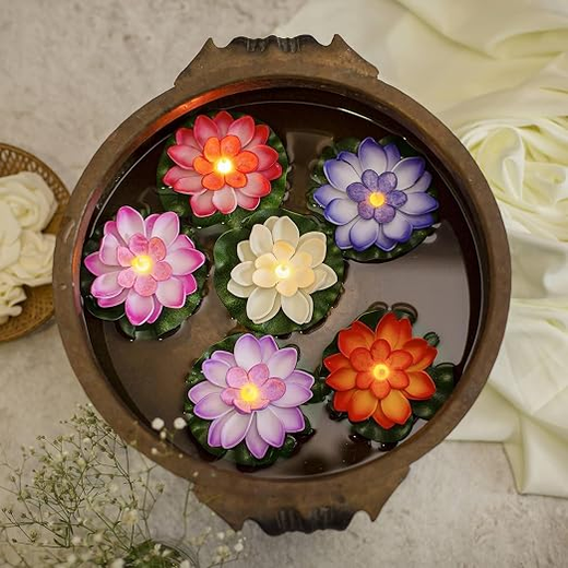 Water LED Floating Lotus Diyas (pack of 6)