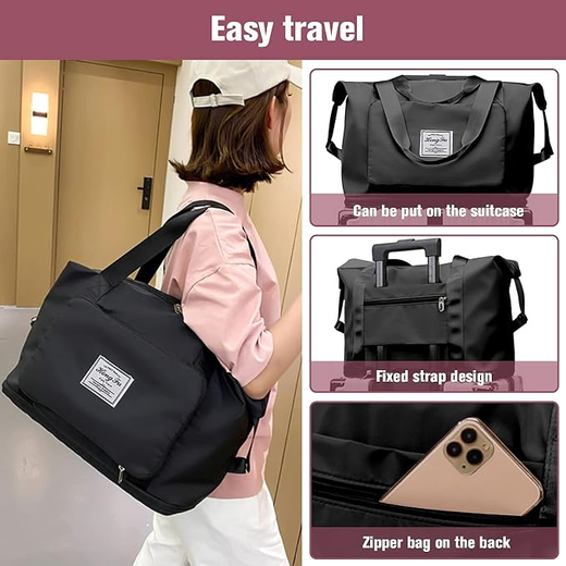 Waterproof Folding Carry Luggage Bag with Pocket - Image 3