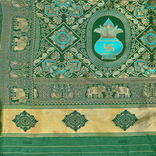 Turquoise Silk Woven Patola Saree - Image 3