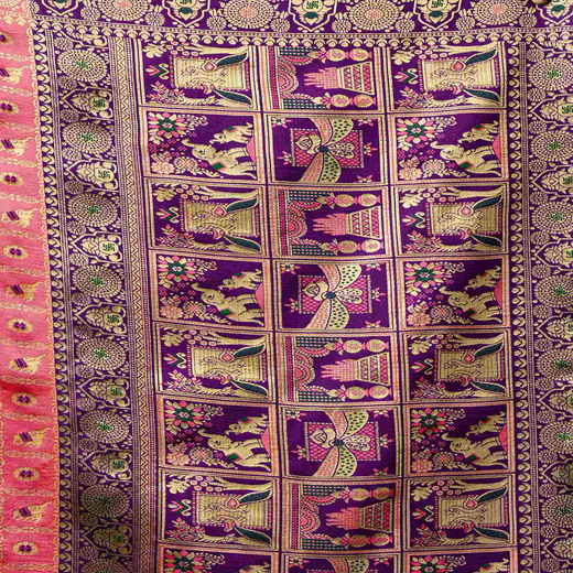 Rose Pink Silk Woven Patola Saree - Image 3