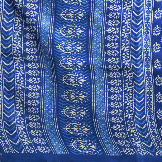 Indigo Cotton Blend Printed Saree - Image 3