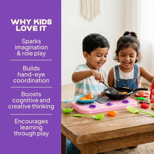 FLYI Kids Kitchen Play Set with Pan & Accessories - Image 2
