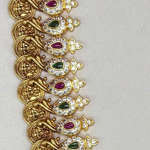 Jadau kundan Stone-Studded With lord Lakshmi Long Necklace - Image 4